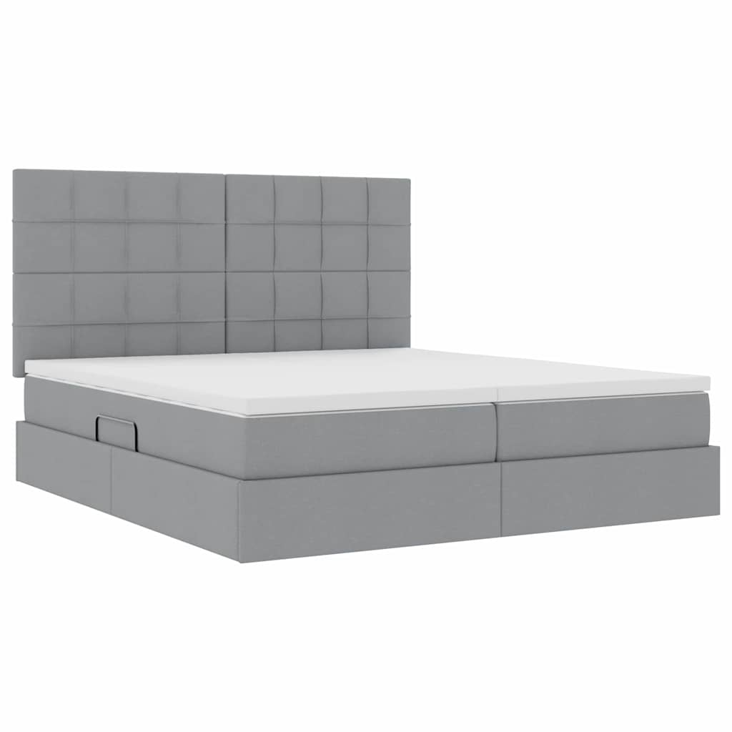 Krevet s LED trakama Svijetlo siva 180 x 200 cm tkanina