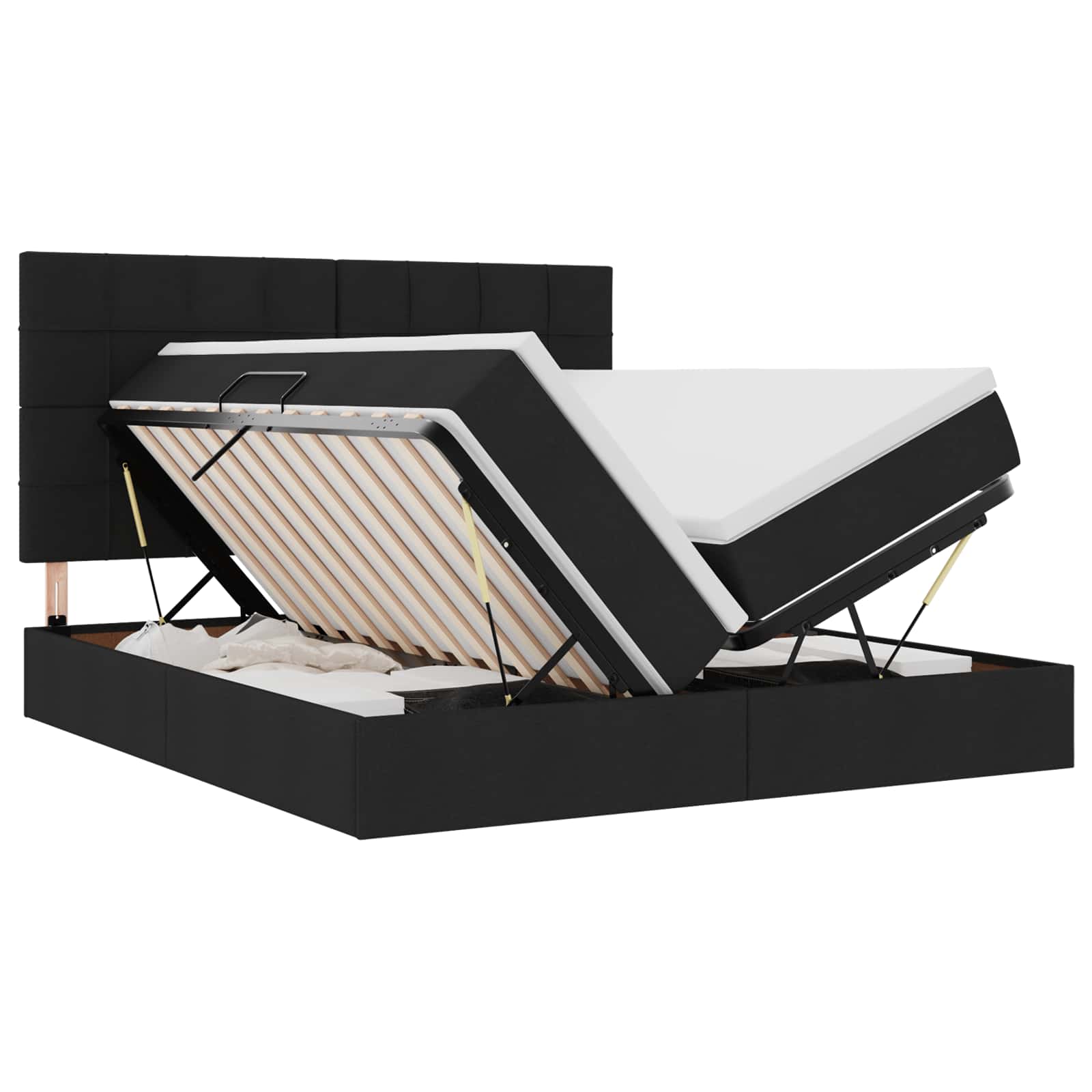 Krevet s LED trakama s uzglavljem Crna 180 x 200 cm tkanina
