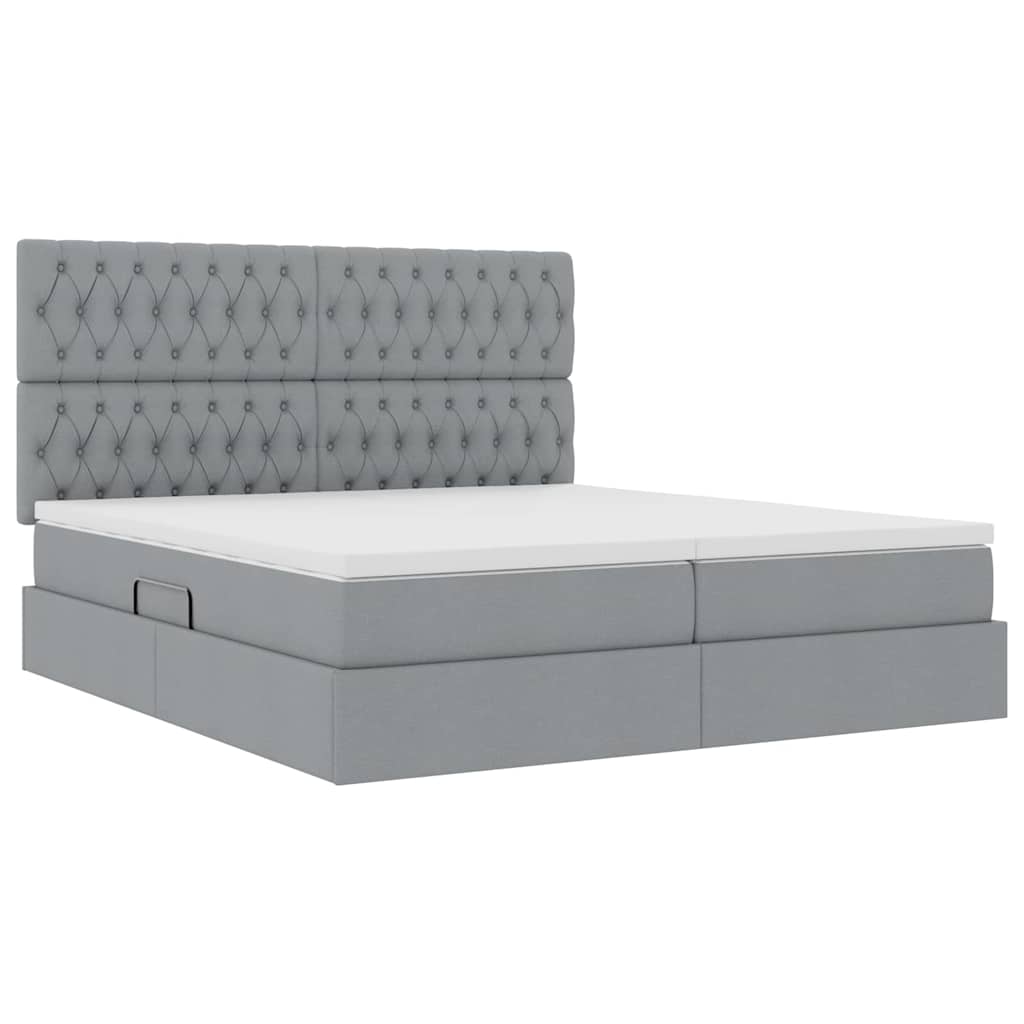 Krevet s LED trakama Svijetlo siva 180 x 200 cm tkanina