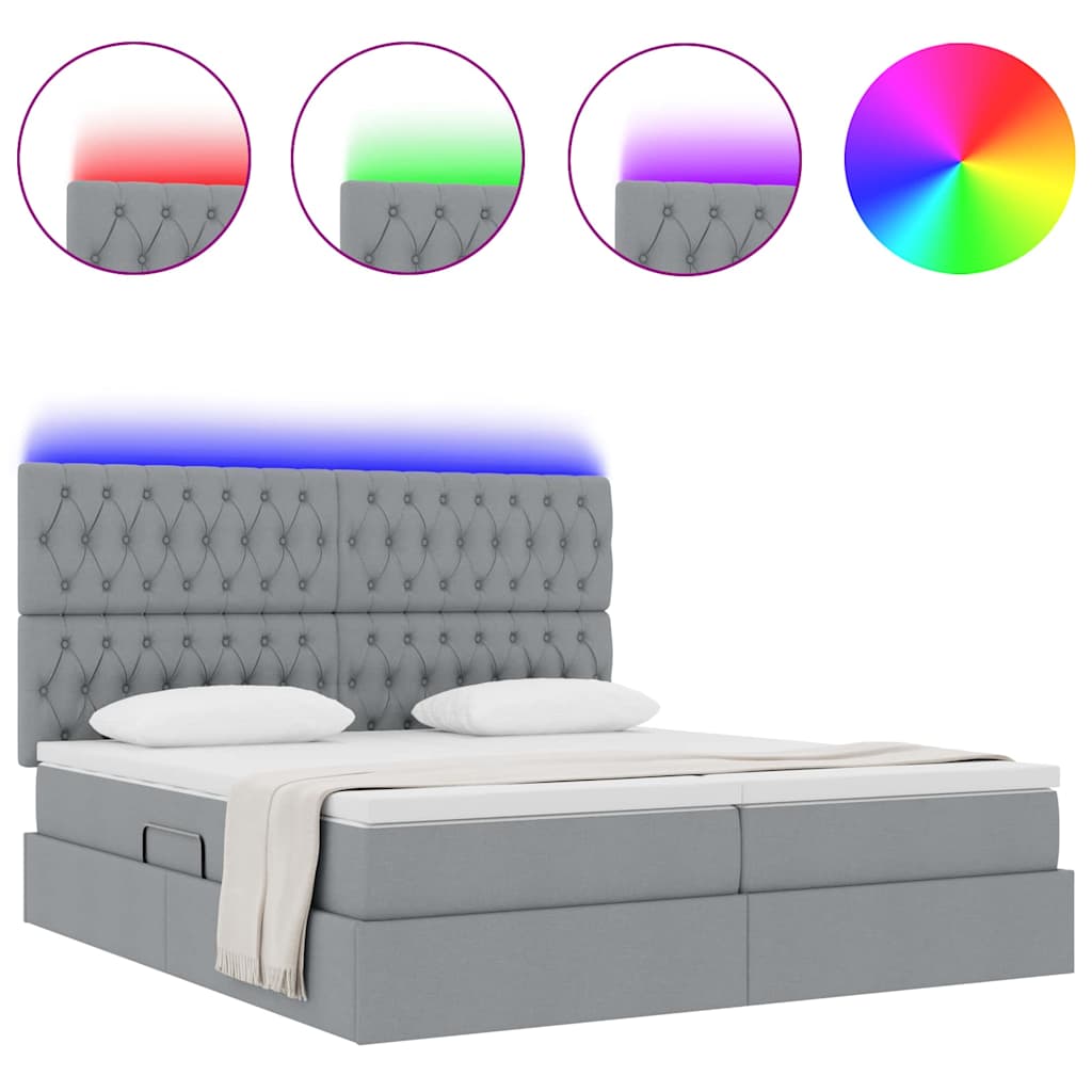 Krevet s LED trakama Svijetlo siva 180 x 200 cm tkanina