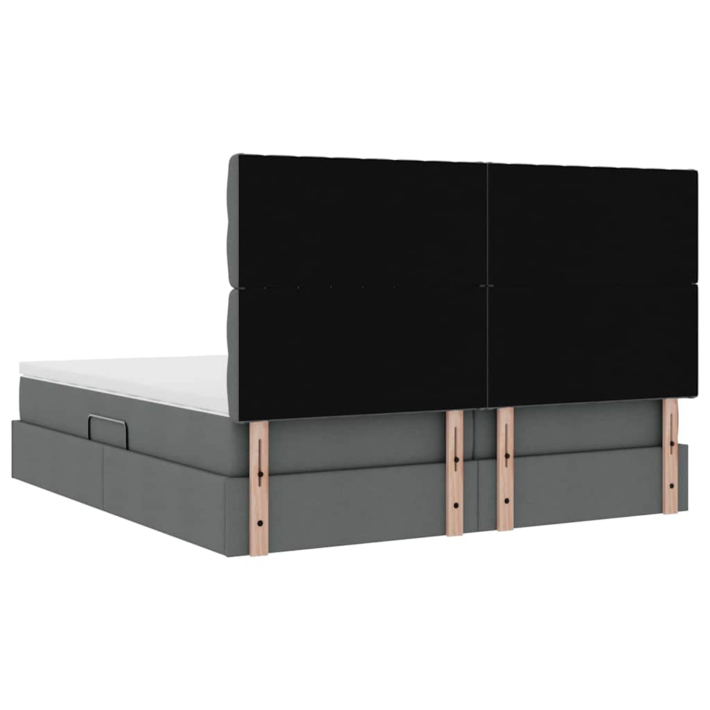 Krevet s LED trakama s pohranom Tamno siva 180 x 200 cm tkanina