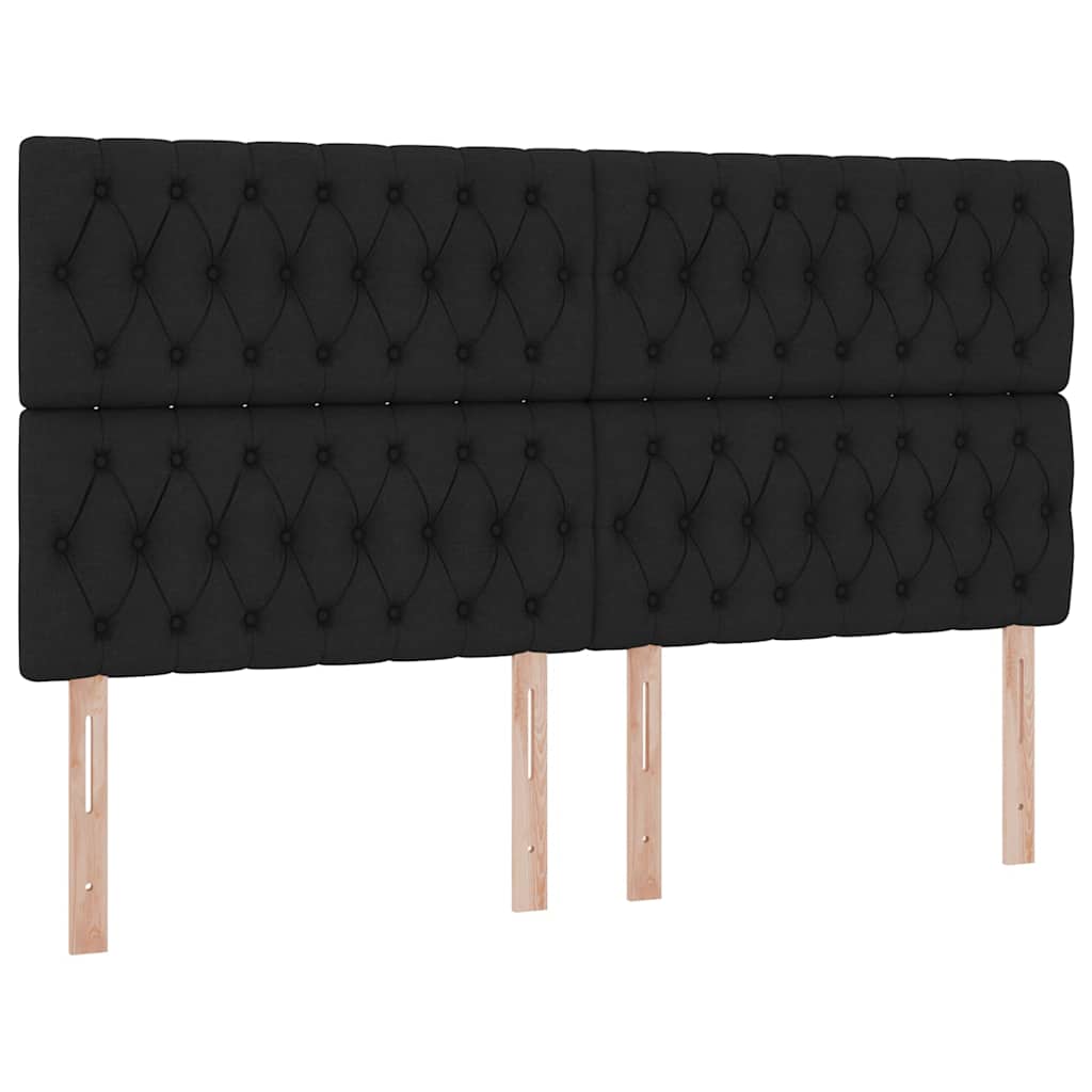Krevet s LED trakama s uzglavljem Crna 200 x 200 cm tkanina
