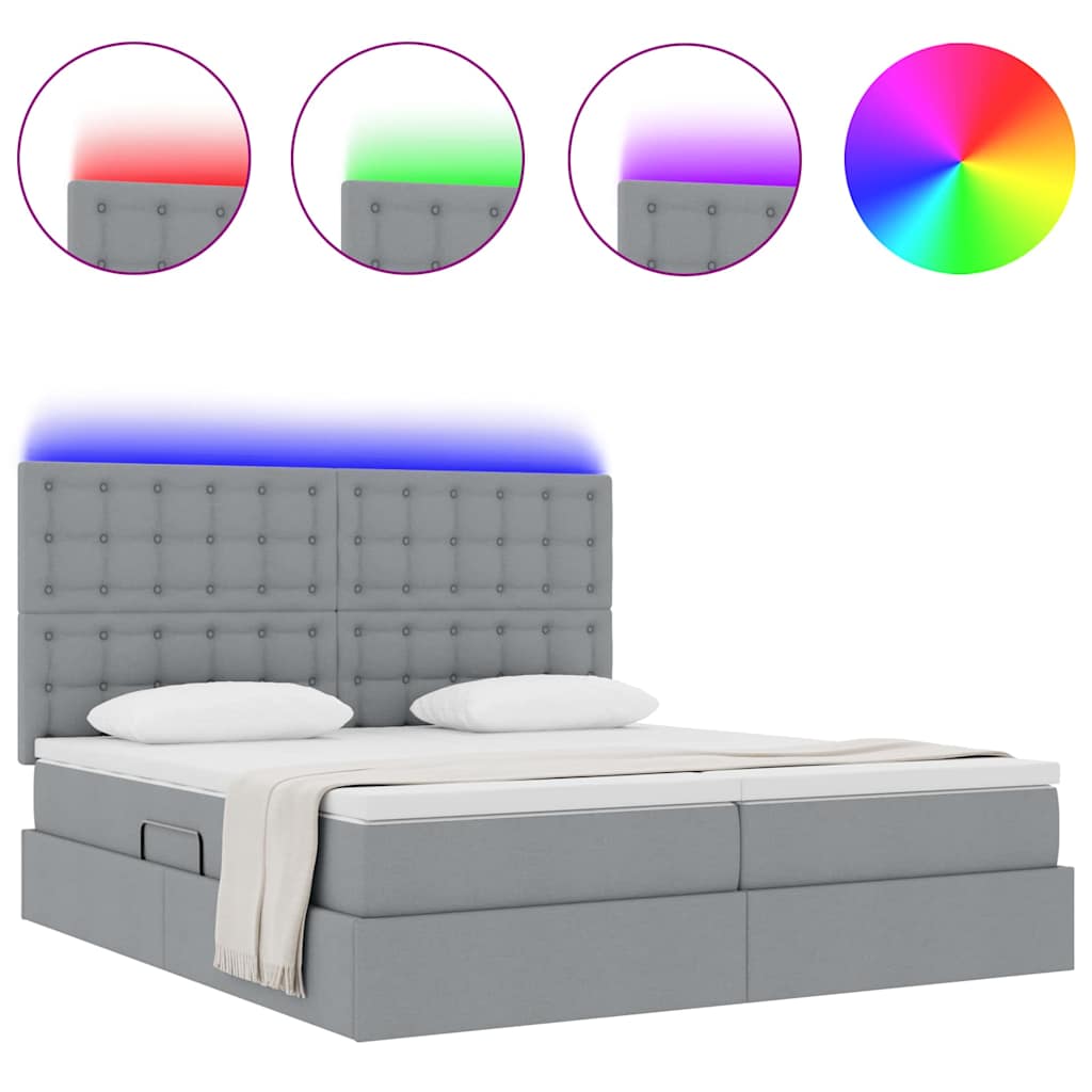 Krevet s LED trakama Svijetlo siva 180 x 200 cm tkanina
