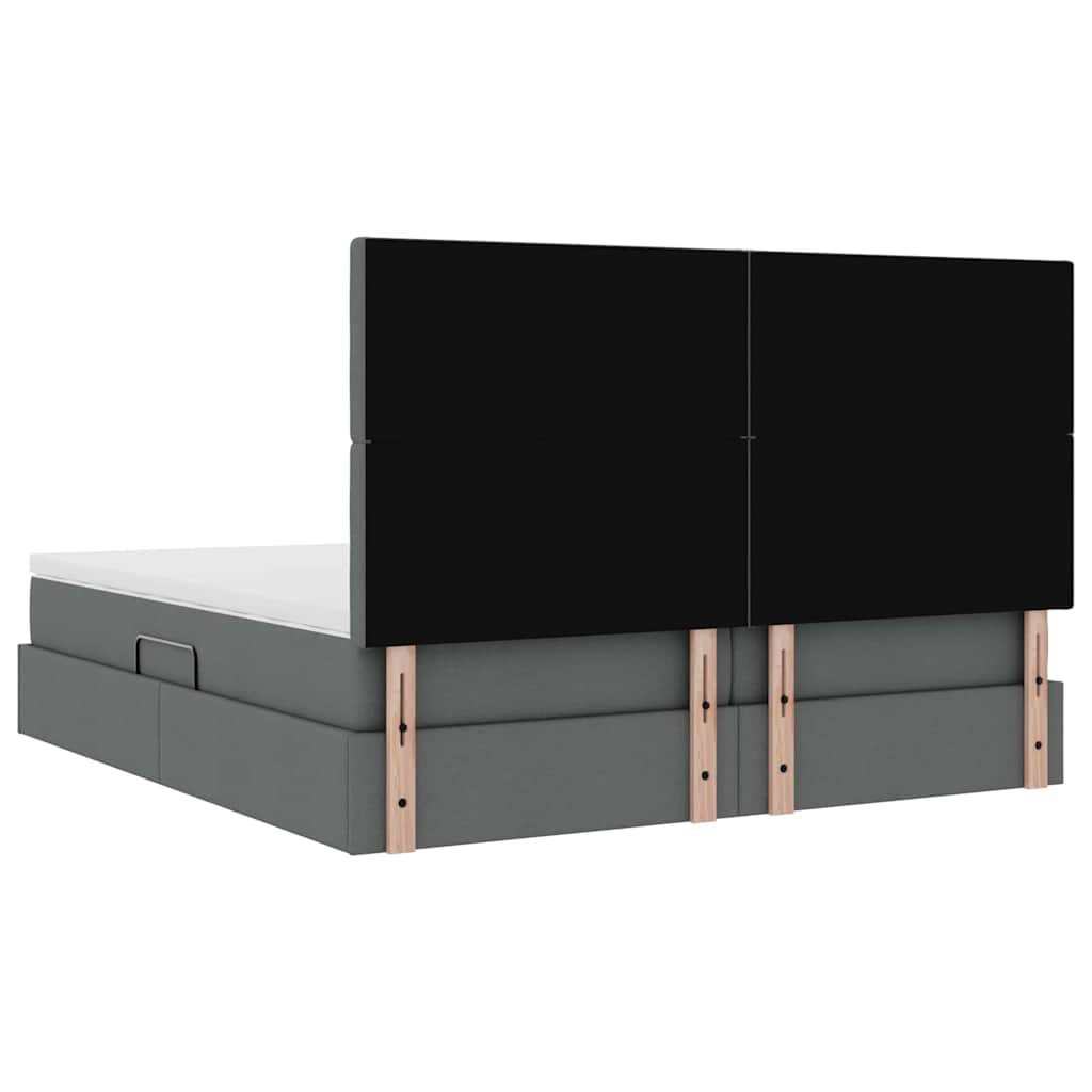 Krevet s LED trakama s pohranom Tamno siva 180 x 200 cm tkanina