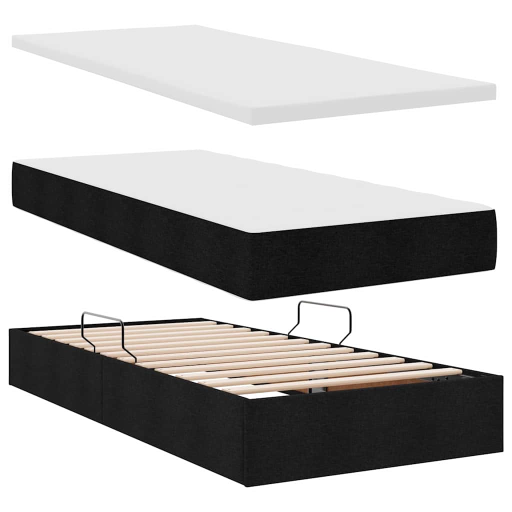 Krevet s LED trakama s uzglavljem Crna 180 x 200 cm tkanina