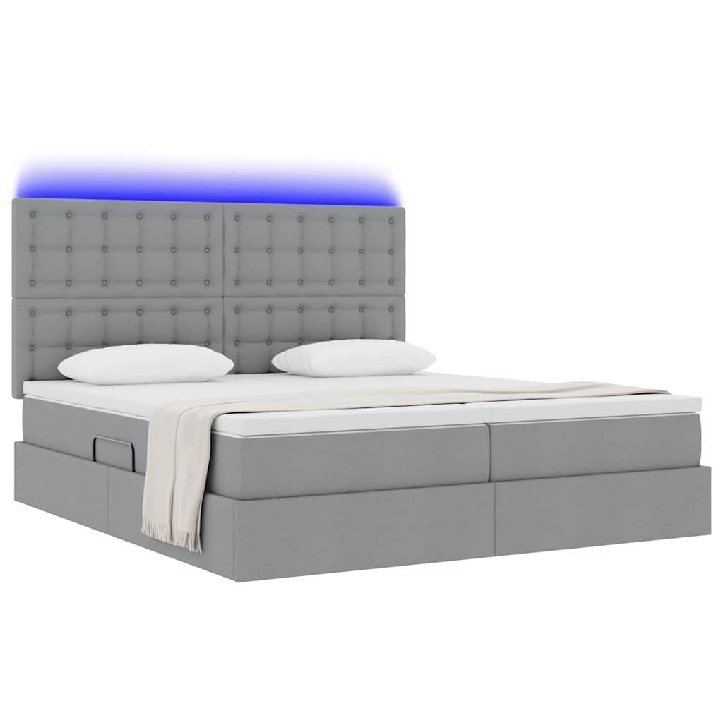 Krevet S LED lampica Svijetlo siva 200 x 200 cm tkanina