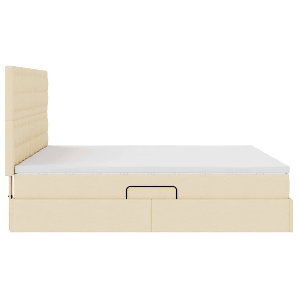 Krevet S LED lampica s uzglavljem Krema 200 x 200 cm tkanina