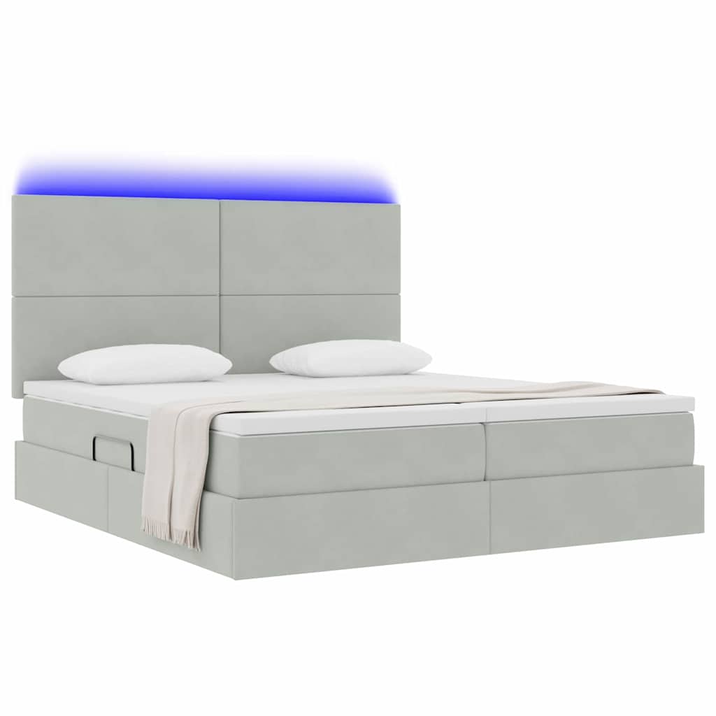 Krevet s LED trakama Svijetlo siva 200 x 200 cm Baršun