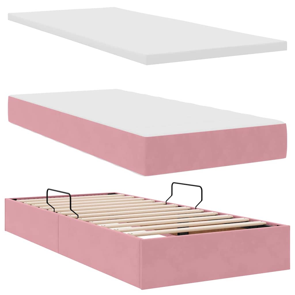 Krevet s LED trakama s uzglavljem Ružičasta 180 x 200 cm Baršun