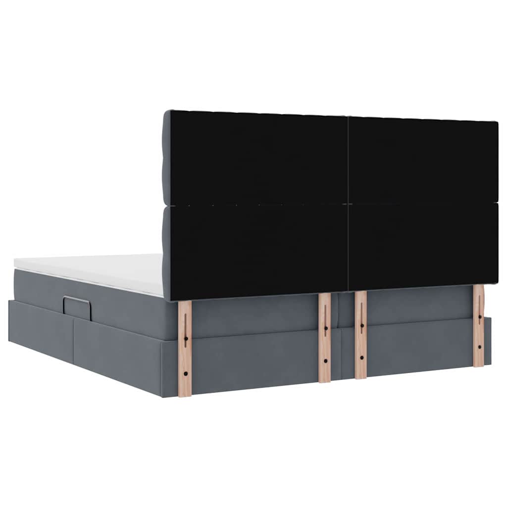 LED krevet za pohranu s madracem Tamnosiva 180 x 200 cm Baršun