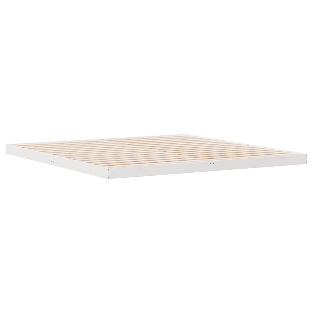 Krevet s daskama Bijelo 200 x 220 cm Čvrsto borovo drvo