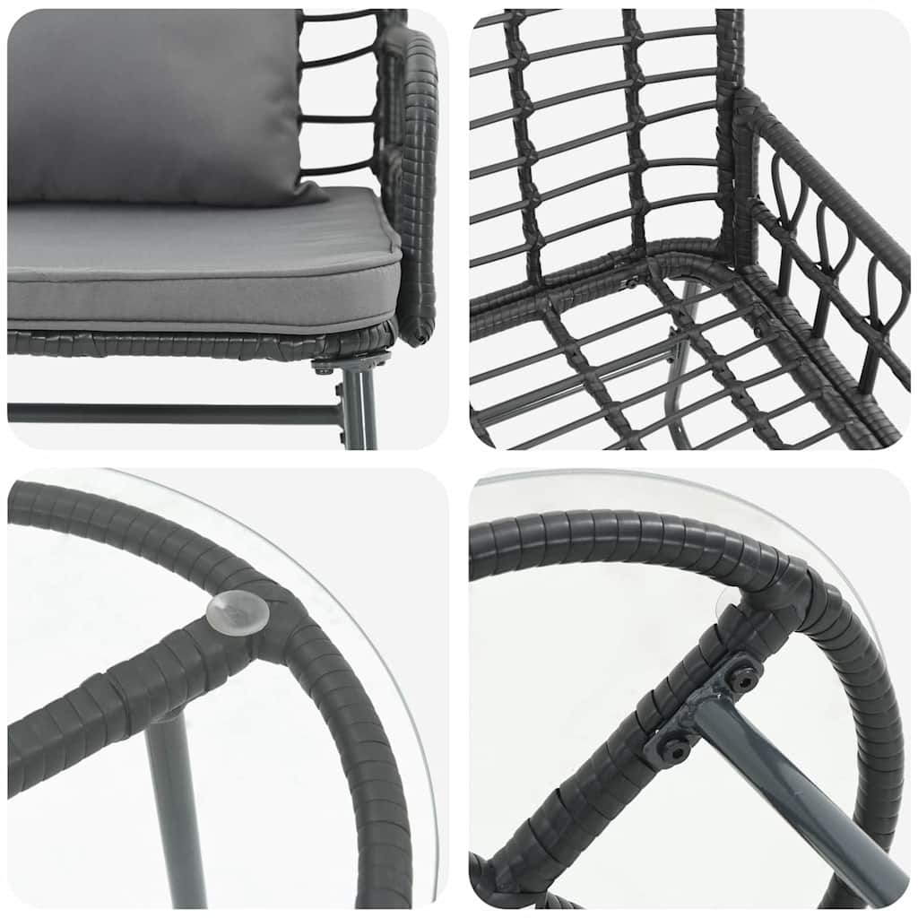 Vrtni set za objed 3 pcs Crna i antracit poliratan