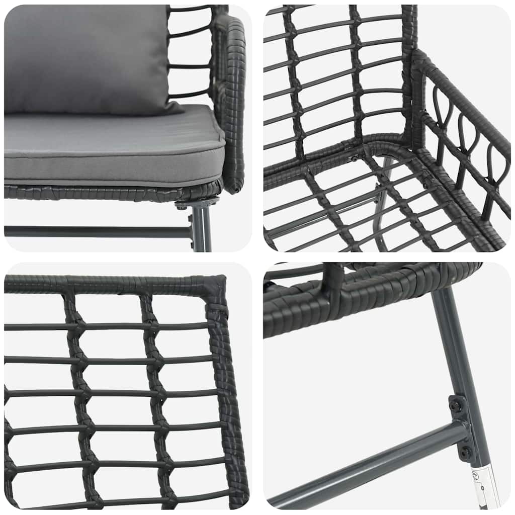 Vrtni set za objed 3 pcs Crna i antracit poliratan