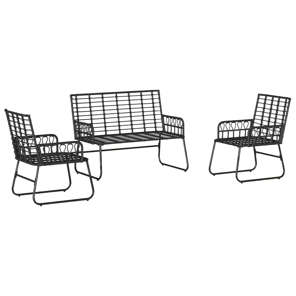Vrtni set za objed 3 pcs Crna i antracit poliratan
