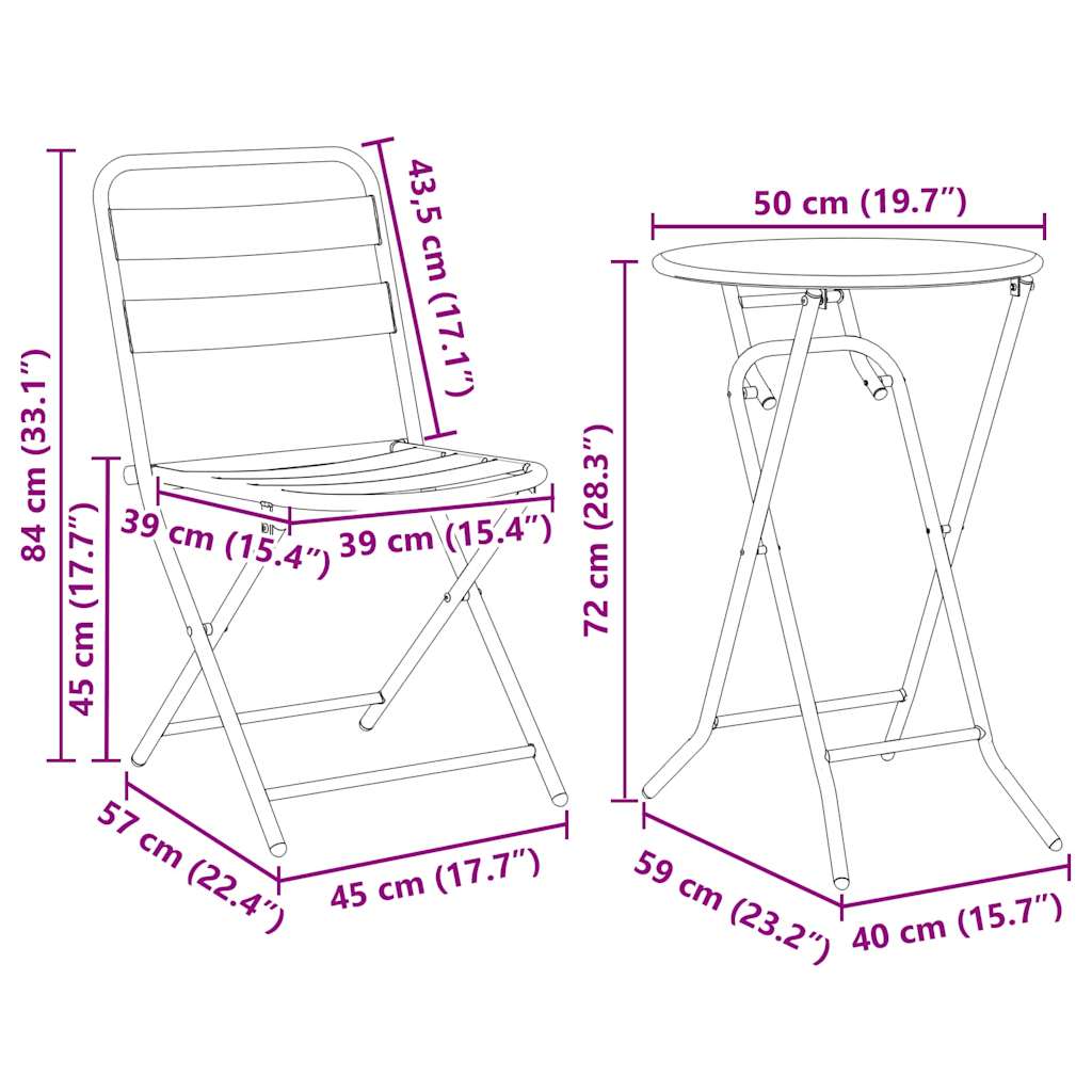 Bistro set za vrt 3 pcs Antracit Čelik