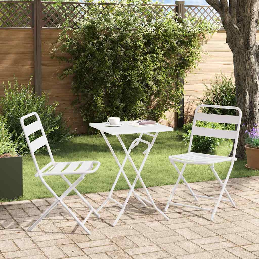 Bistro set za vrt 3 pcs Bijelo Čelik