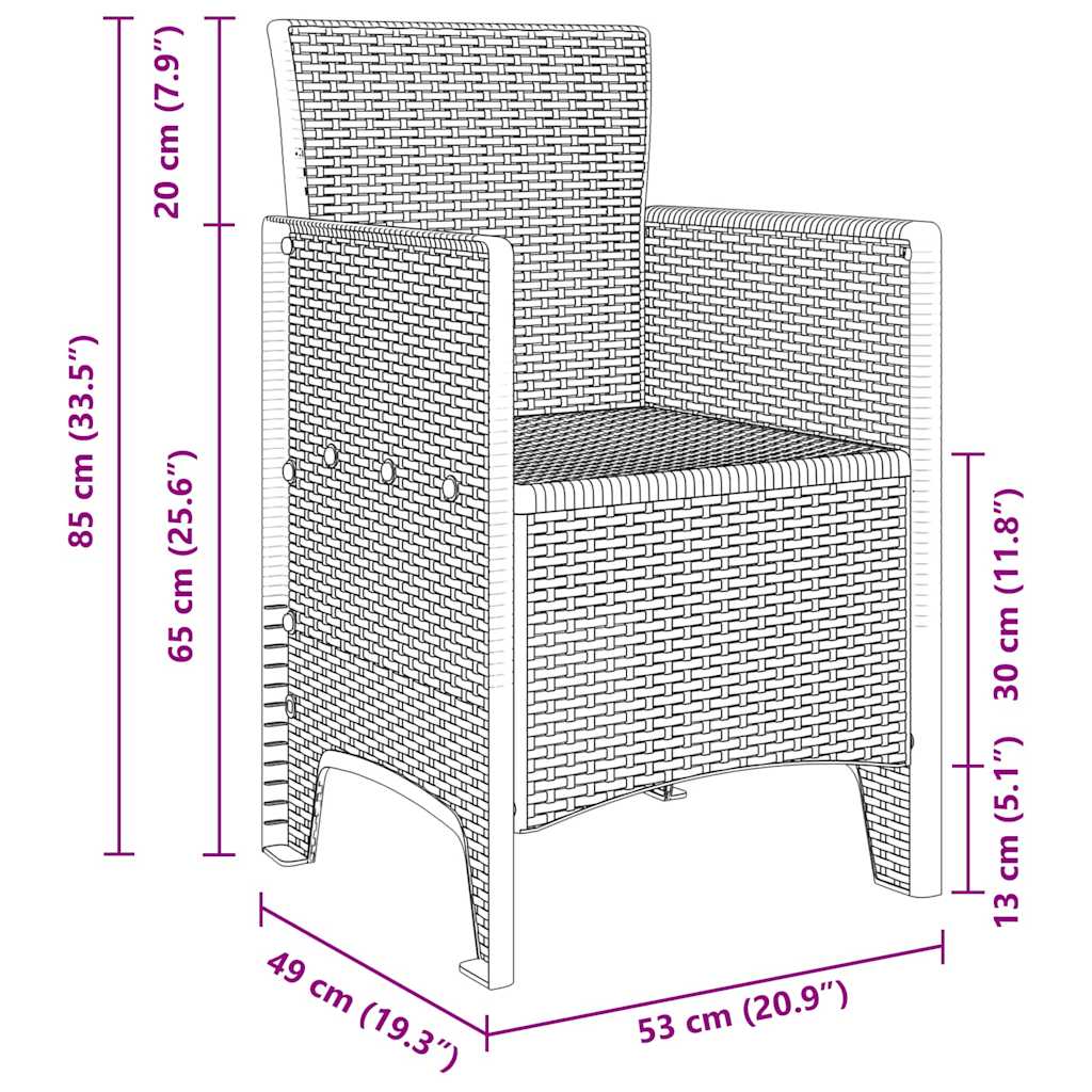 Vrtna stolica 2 pcs Svijetlo siva 53 x 49 x 85 cm Polipropilen
