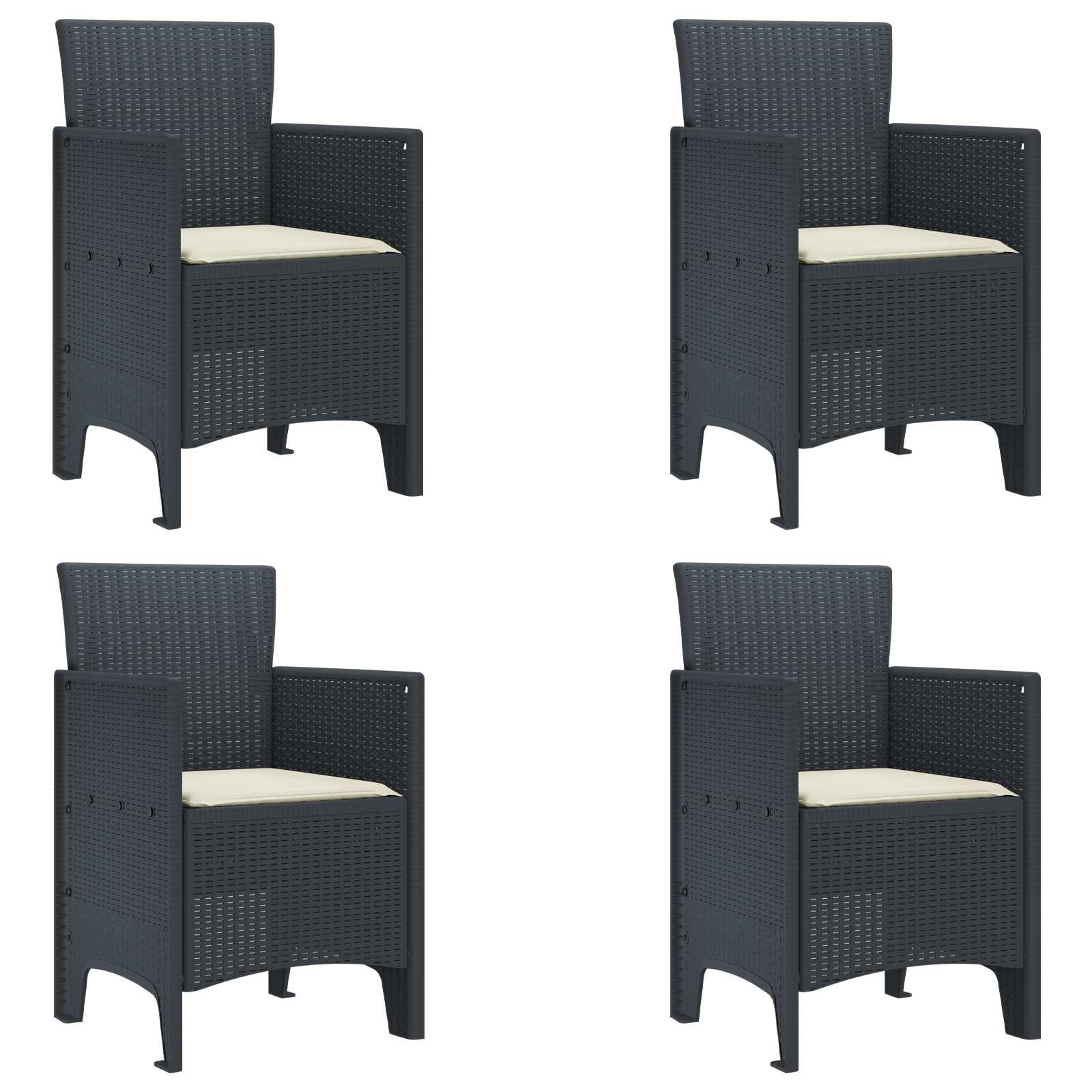 Vrtna stolica 4 pcs Antracit 53 x 49 x 85 cm Polipropilen
