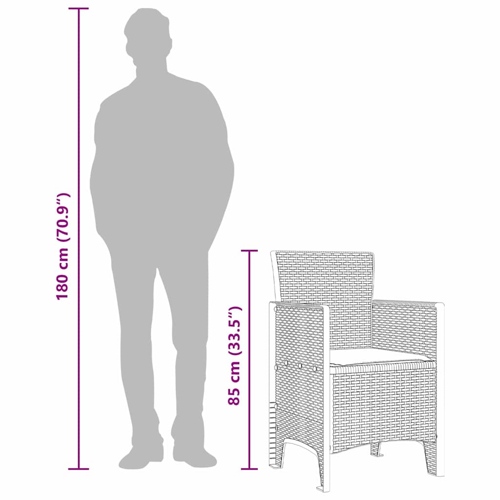 Vrtna stolica 4 pcs Svijetlo siva 53 x 49 x 85 cm Polipropilen
