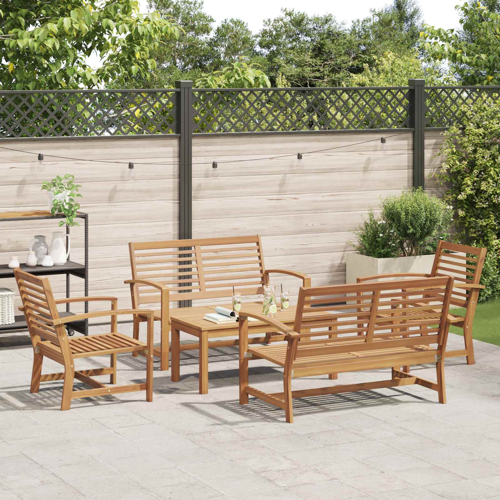 Sjedeća garnitura za vrt 5 pcs Prirodna Čvrsto teak drvo