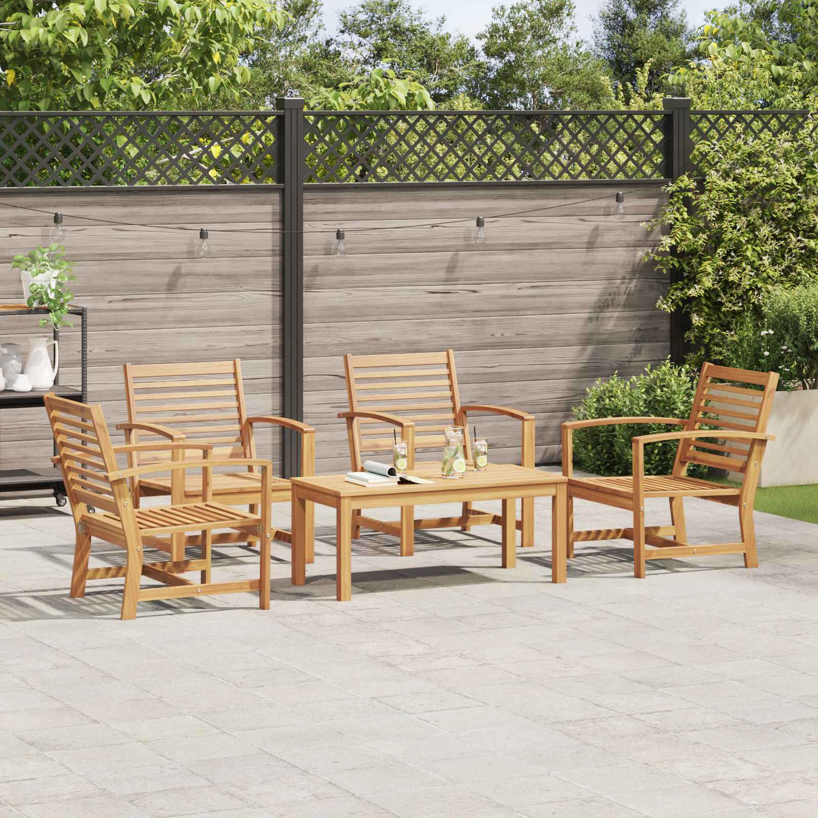 Sjedeća garnitura za vrt 5 pcs Prirodna Čvrsto teak drvo