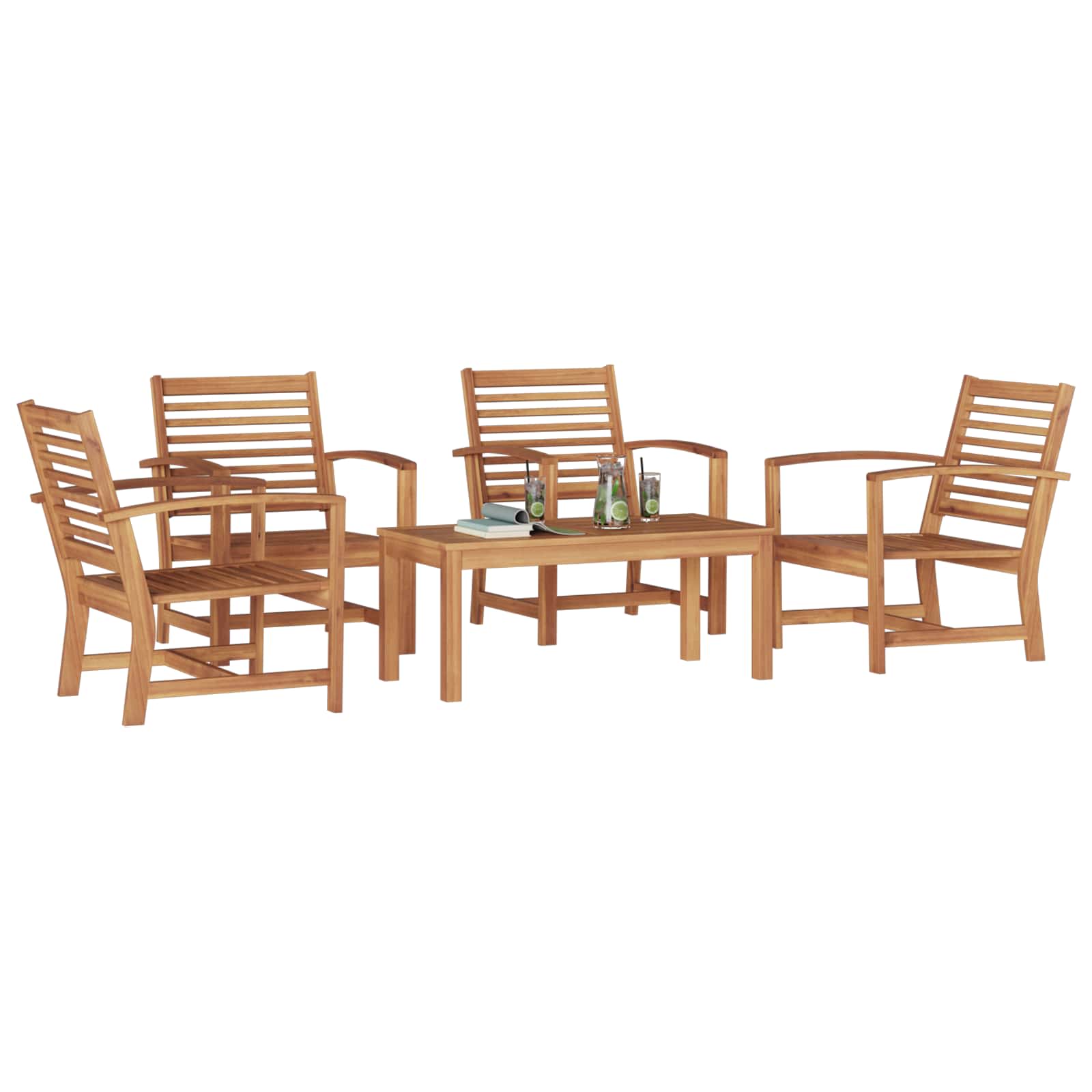 Sjedeća garnitura za vrt 5 pcs Prirodna Čvrsto teak drvo