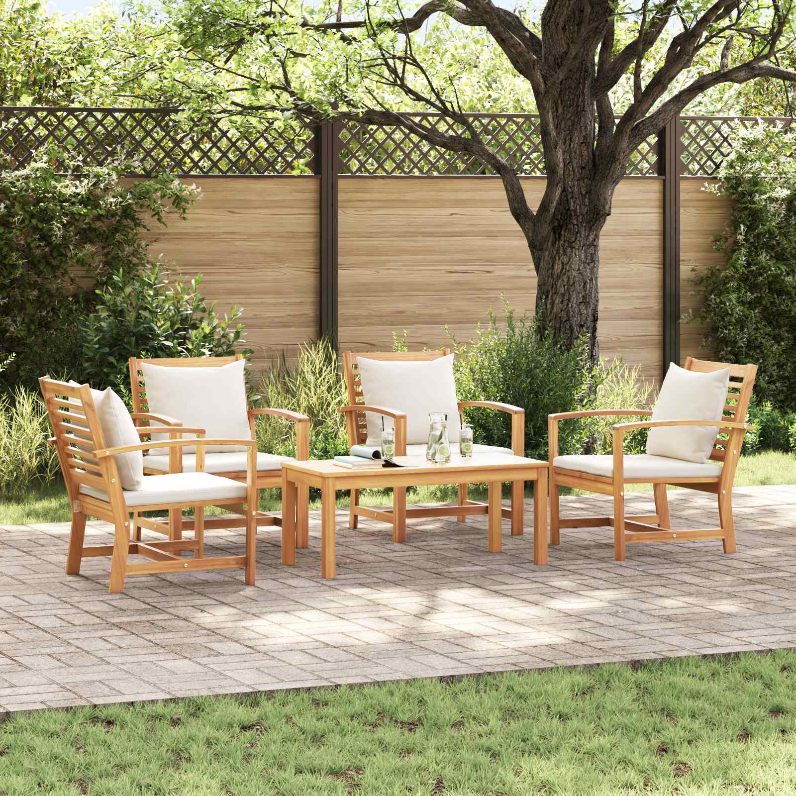 Sjedeća garnitura za vrt 5 pcs Prirodna Čvrsto teak drvo
