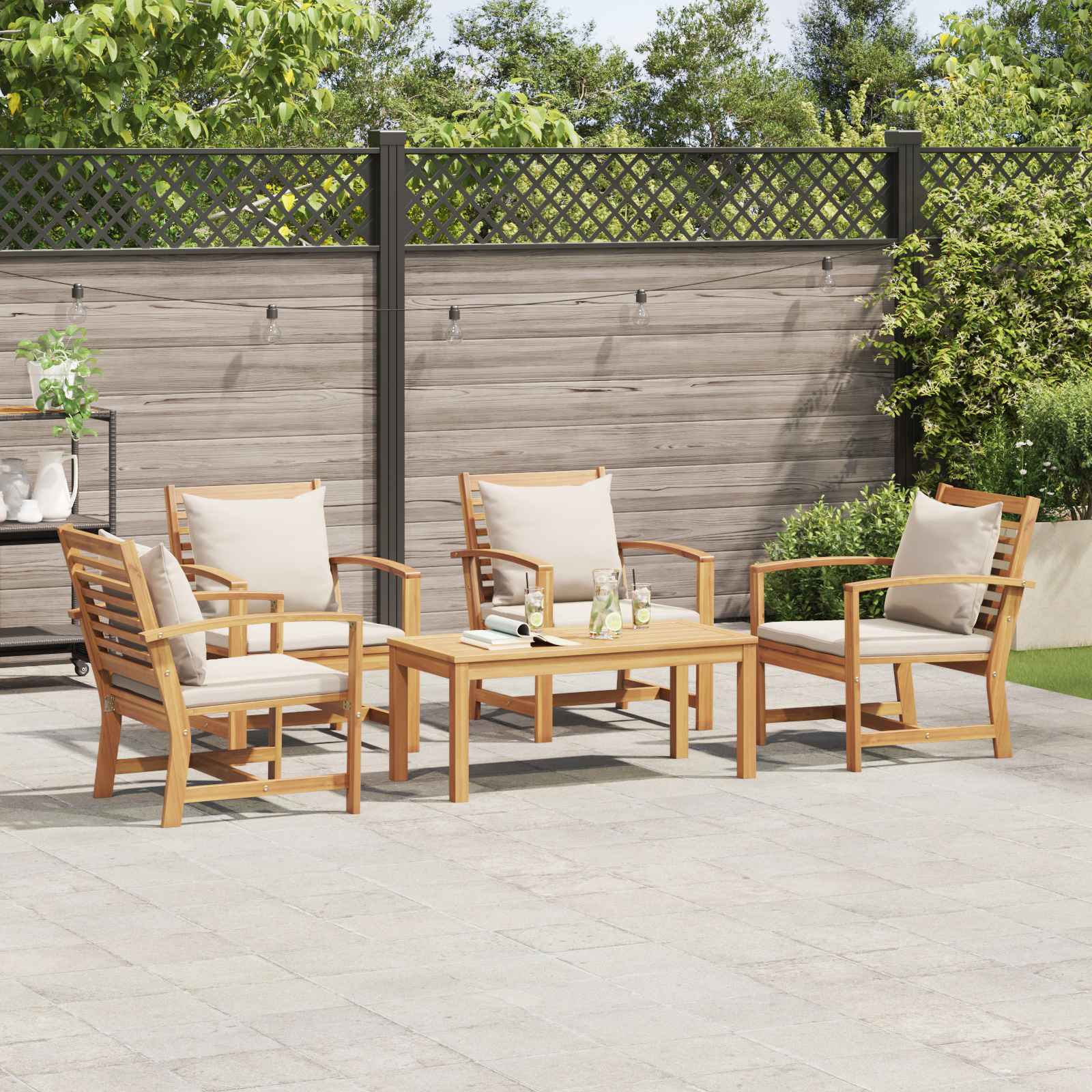 Sjedeća garnitura za vrt 5 pcs Prirodna Čvrsto teak drvo