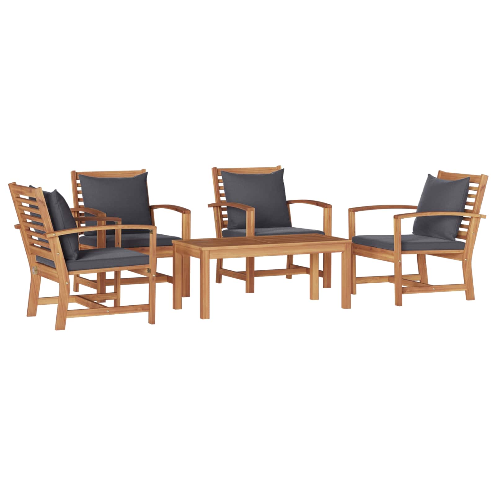 Sjedeća garnitura za vrt 5 pcs Prirodna Čvrsto teak drvo