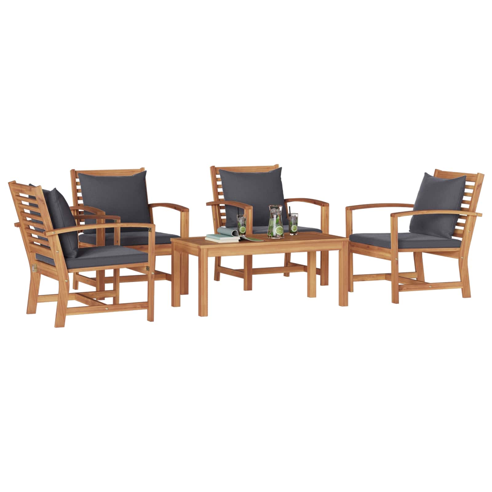 Sjedeća garnitura za vrt 5 pcs Prirodna Čvrsto teak drvo