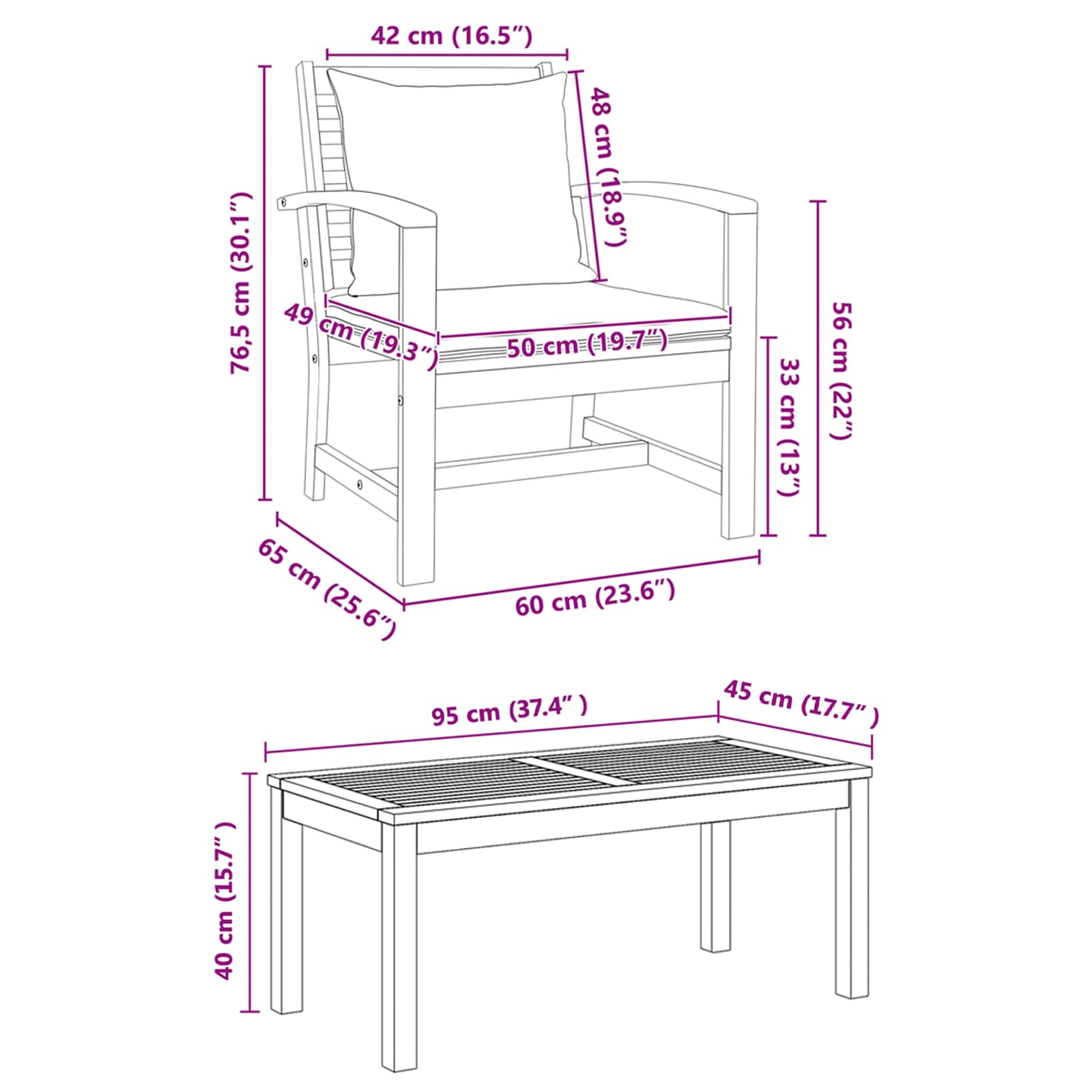 Sjedeća garnitura za vrt 5 pcs Prirodna Čvrsto teak drvo