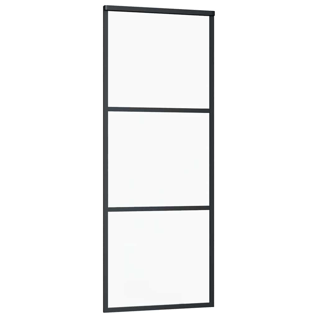 Klizna vrata s priborom crna 76 x 205 cm od ESG stakla