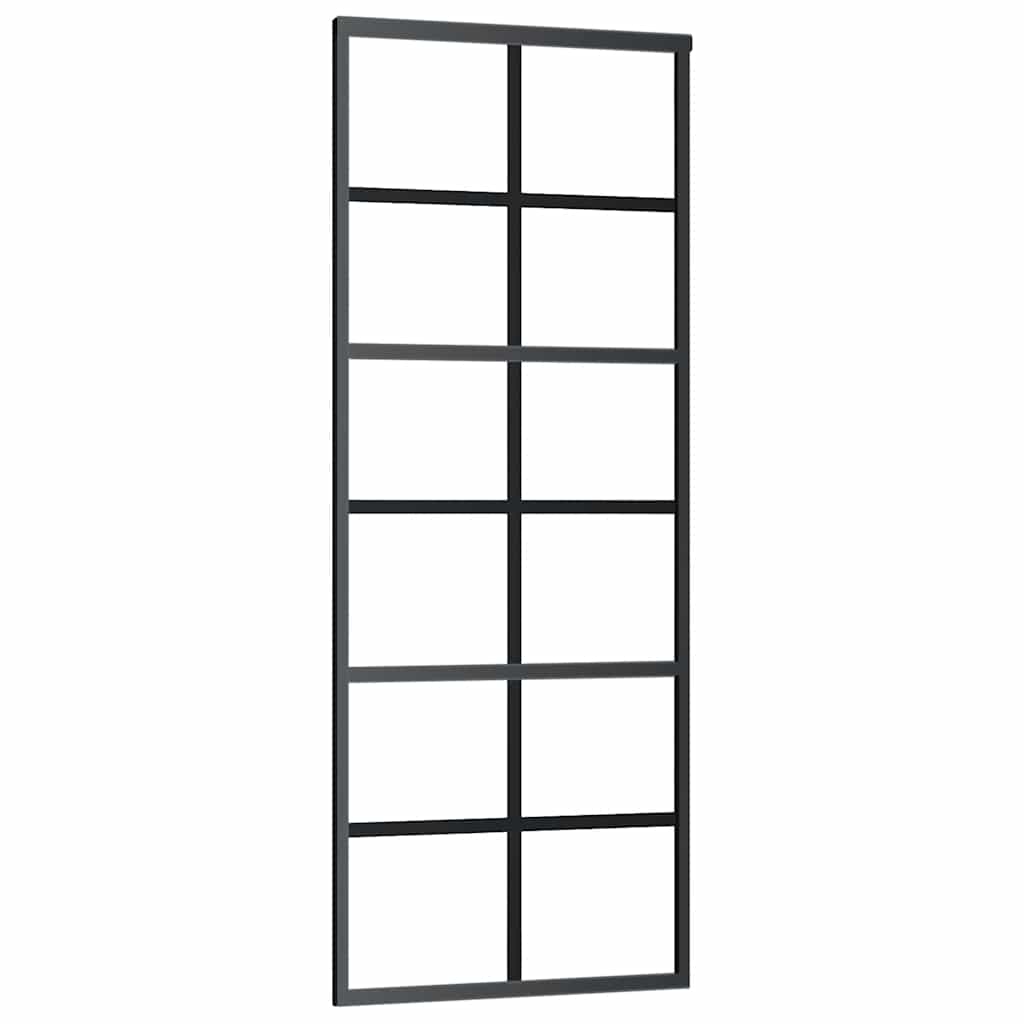 Klizna vrata s priborom crna 76 x 205 cm od ESG stakla