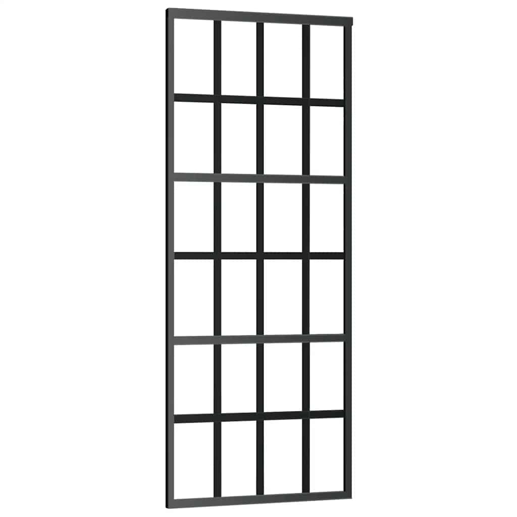 Klizna vrata s priborom crna 76 x 205 cm od ESG stakla