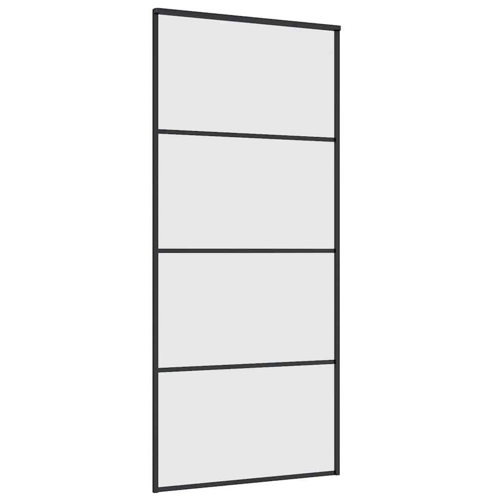Klizna vrata s priborom crna 90 x 205 cm od ESG stakla