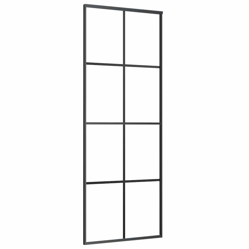 Klizna vrata s priborom crna 76 x 205 cm od ESG stakla