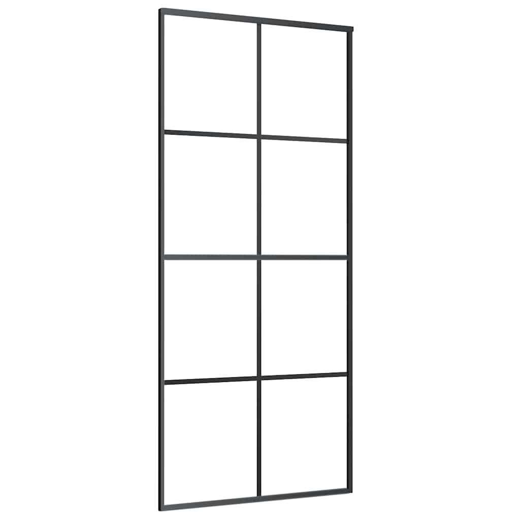Klizna vrata s priborom crna 90 x 205 cm od ESG stakla