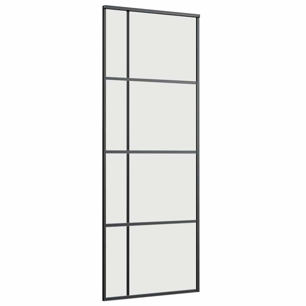 Klizna vrata s priborom crna 76 x 205 cm od ESG stakla