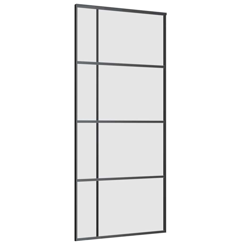 Klizna vrata s priborom crna 90 x 205 cm od ESG stakla