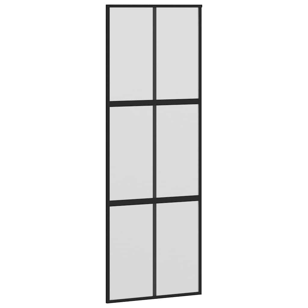 Klizna vrata s priborom crna 90 x 205 cm kaljeno staklo
