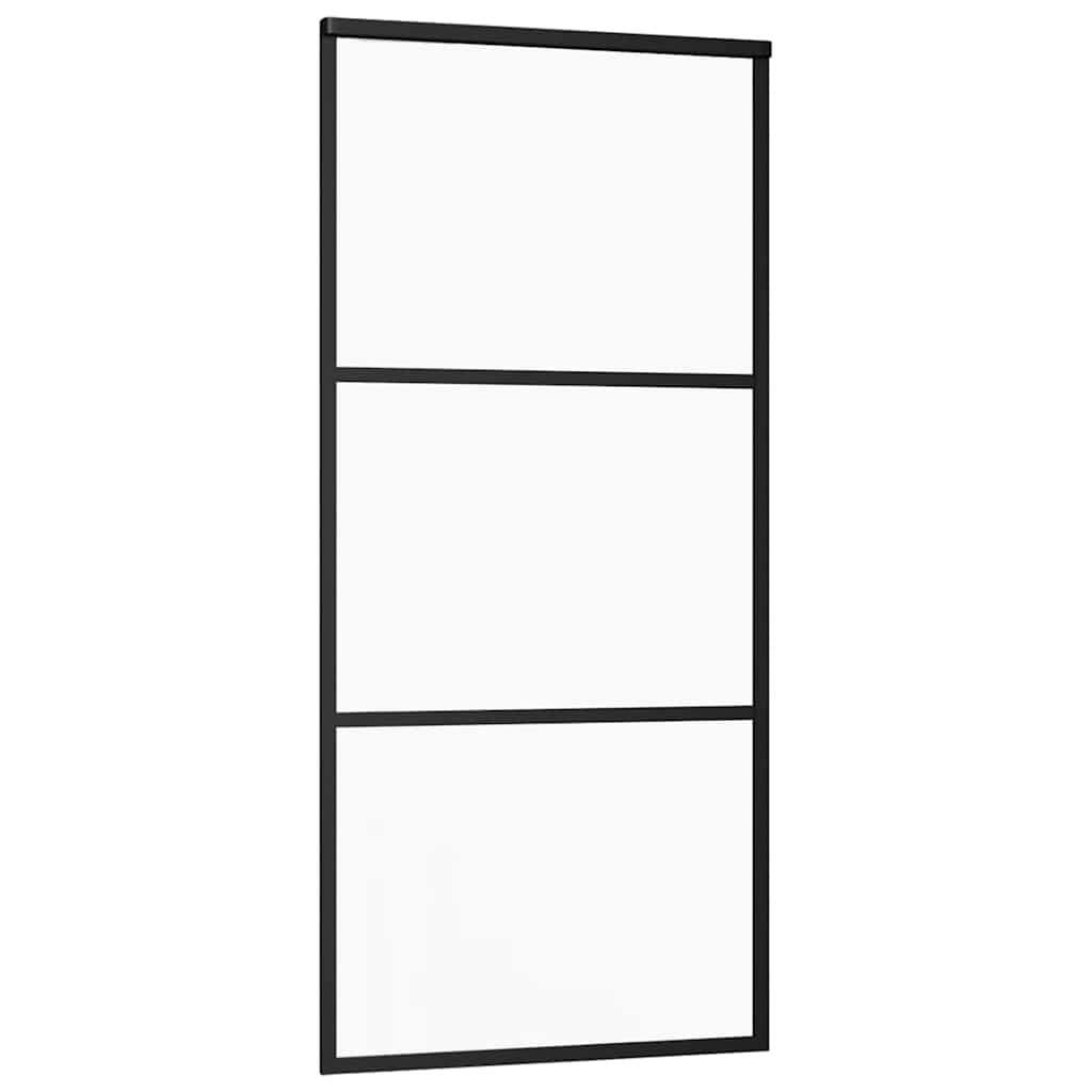 Klizna vrata s priborom crna 90 x 205 cm od ESG stakla