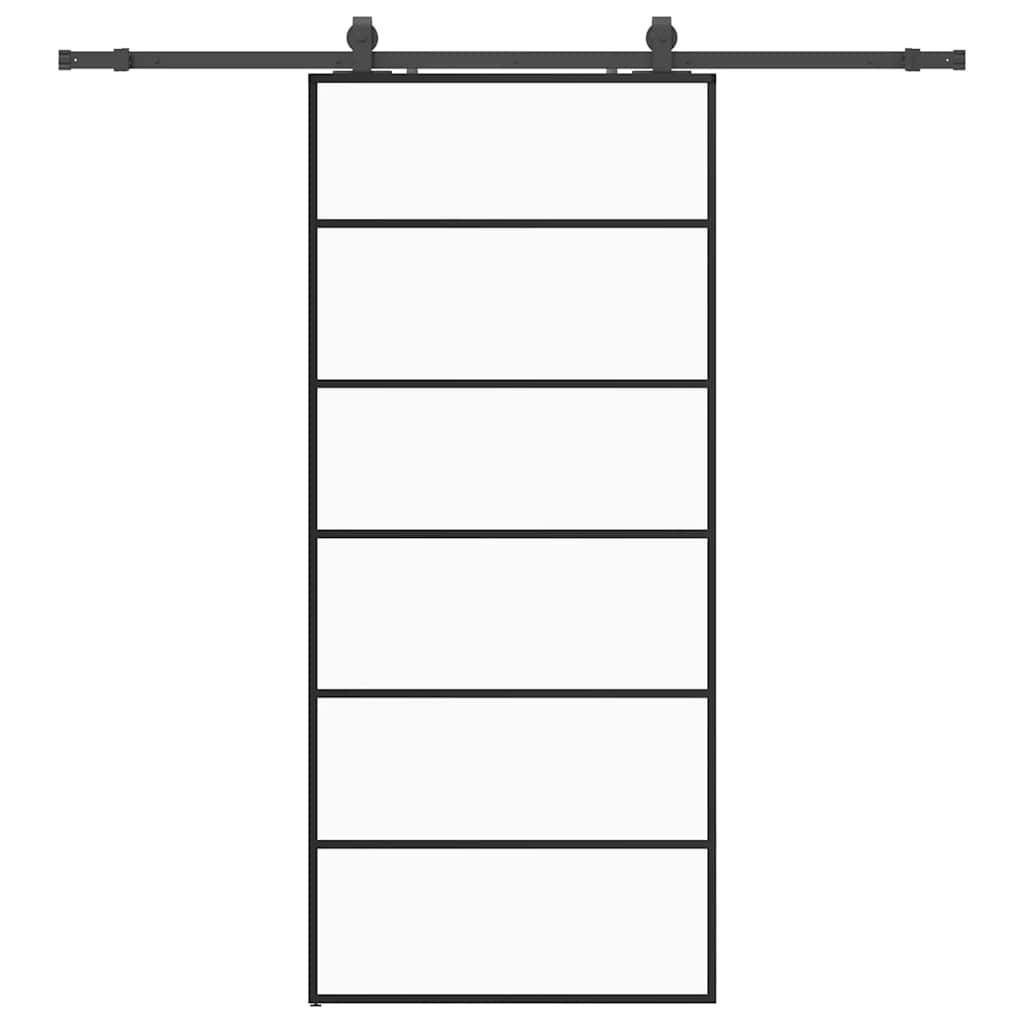 Klizna vrata s priborom crna 90 x 205 cm od ESG stakla