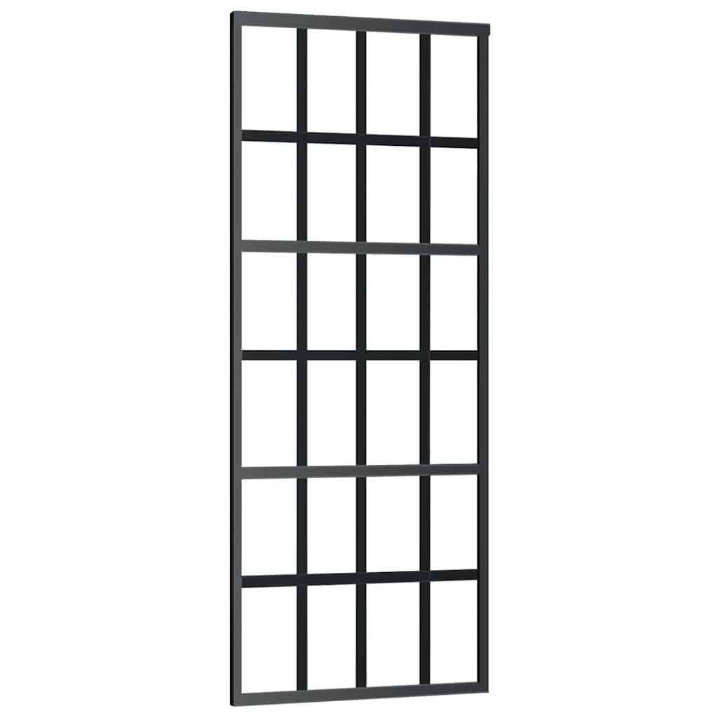 Klizna vrata s priborom crna 76 x 205 cm od ESG stakla
