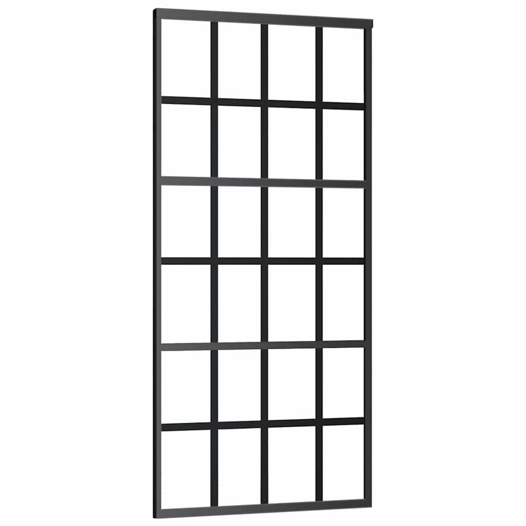 Klizna vrata s priborom crna 90 x 205 cm od ESG stakla
