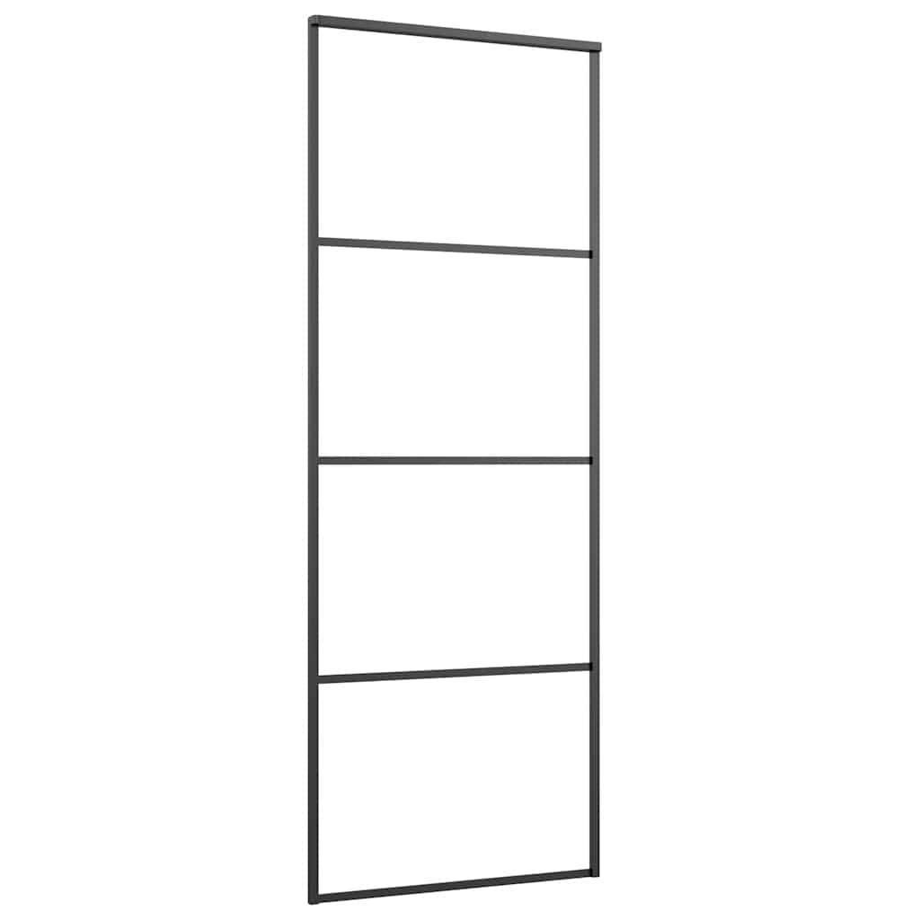 Klizna vrata s priborom crna 76 x 205 cm od ESG stakla