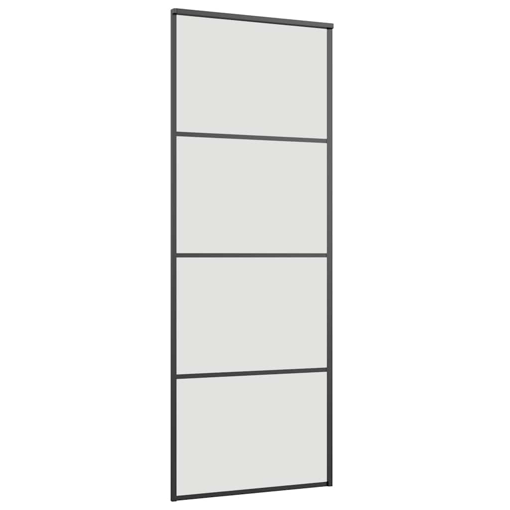 Klizna vrata s priborom crna 76 x 205 cm od ESG stakla