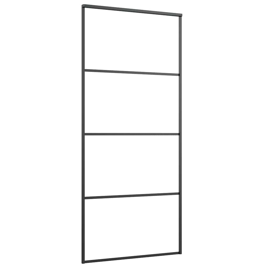 Klizna vrata s priborom crna 90 x 205 cm od ESG stakla