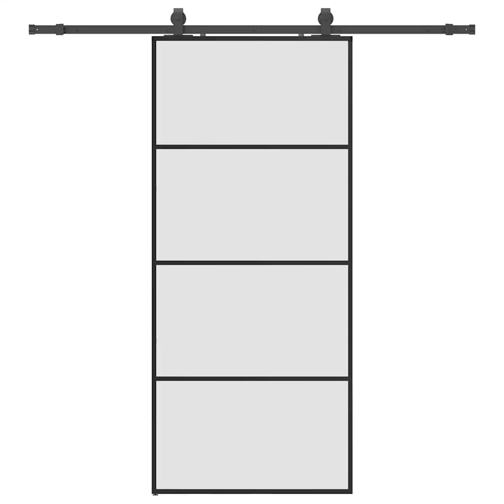Klizna vrata s priborom crna 90 x 205 cm od ESG stakla