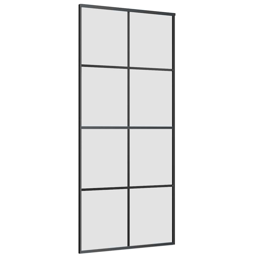 Klizna vrata s priborom crna 90 x 205 cm od ESG stakla