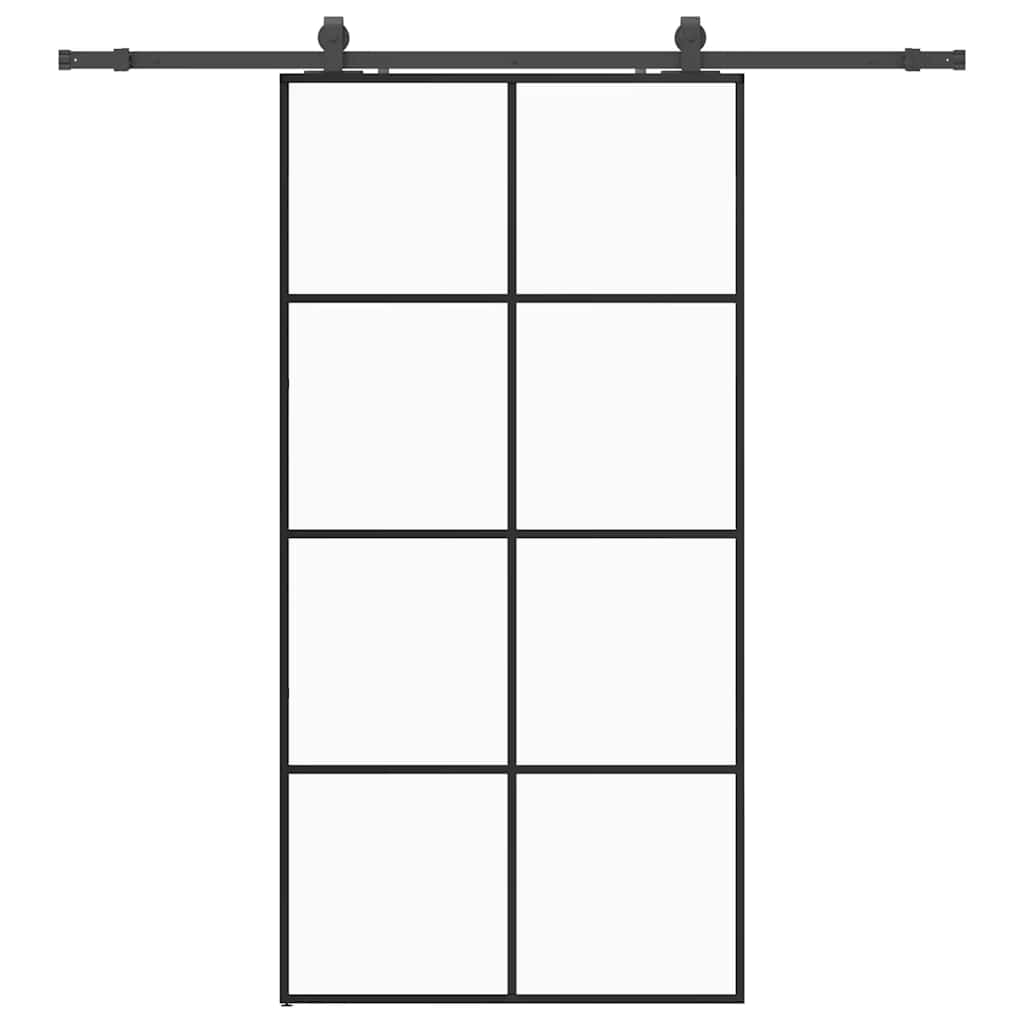 Klizna vrata s okovima crna 102,5x205 cm ESG staklo